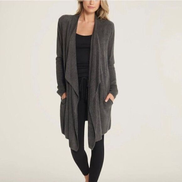 Barefoot Dreams Sweaters - Barefoot Dreams‎ Cozy Chic Lite Island Wrap Cardigan Sweater Carbon Gray S/M